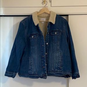 Denim jacket with sherpa lining